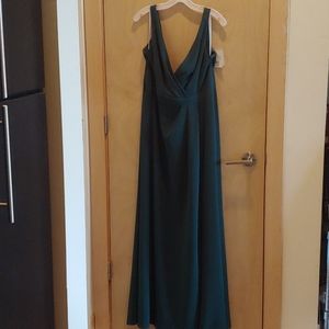 David's Bridal stretch crepe tank dress in Juniper